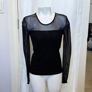 Gardy Black Mesh Long Sleeve Top